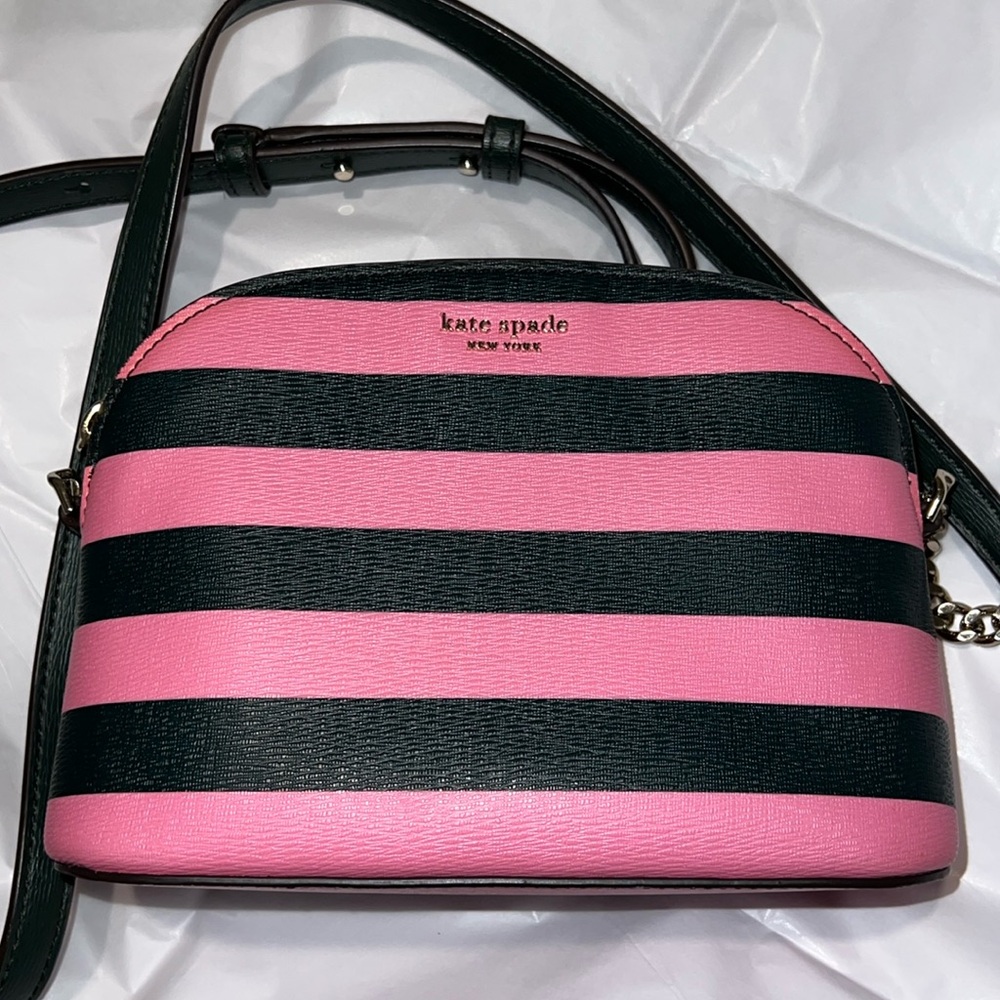 kate spade New York Pink & Black Striped Mini Crossbody Bag